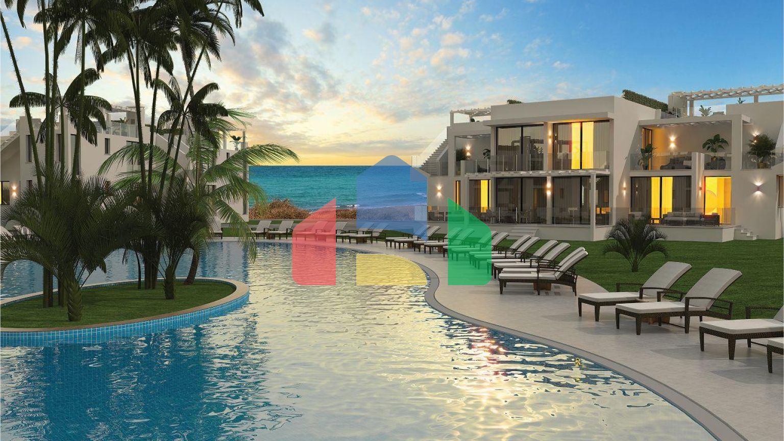 Трехкомнатная квартира 80 м2  с садом в новом роскошном комплексе рядом с морем