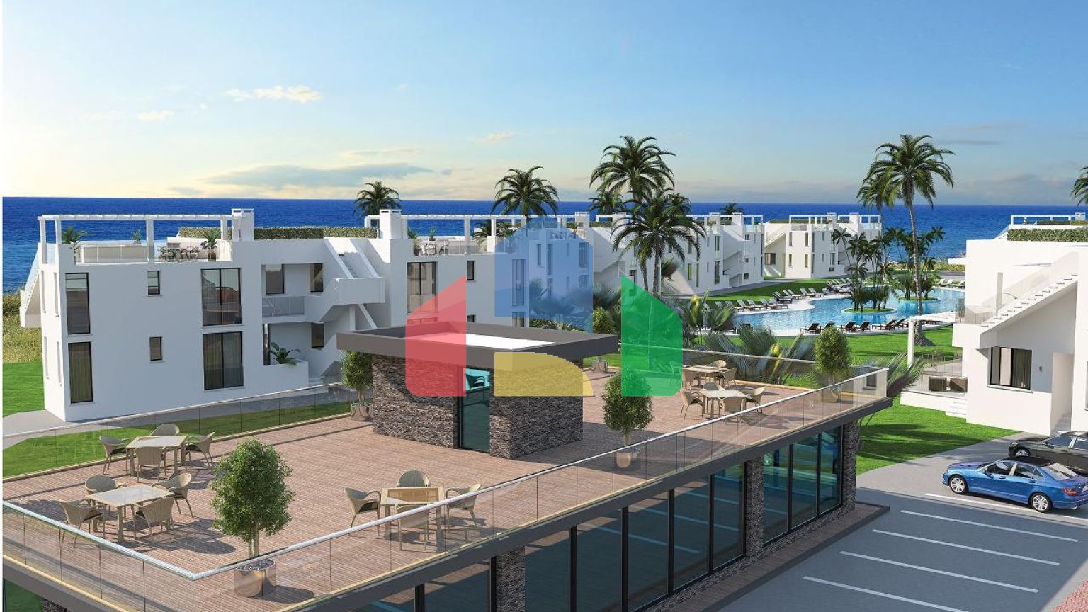 Трехкомнатная квартира 80 м2  с садом в новом роскошном комплексе рядом с морем