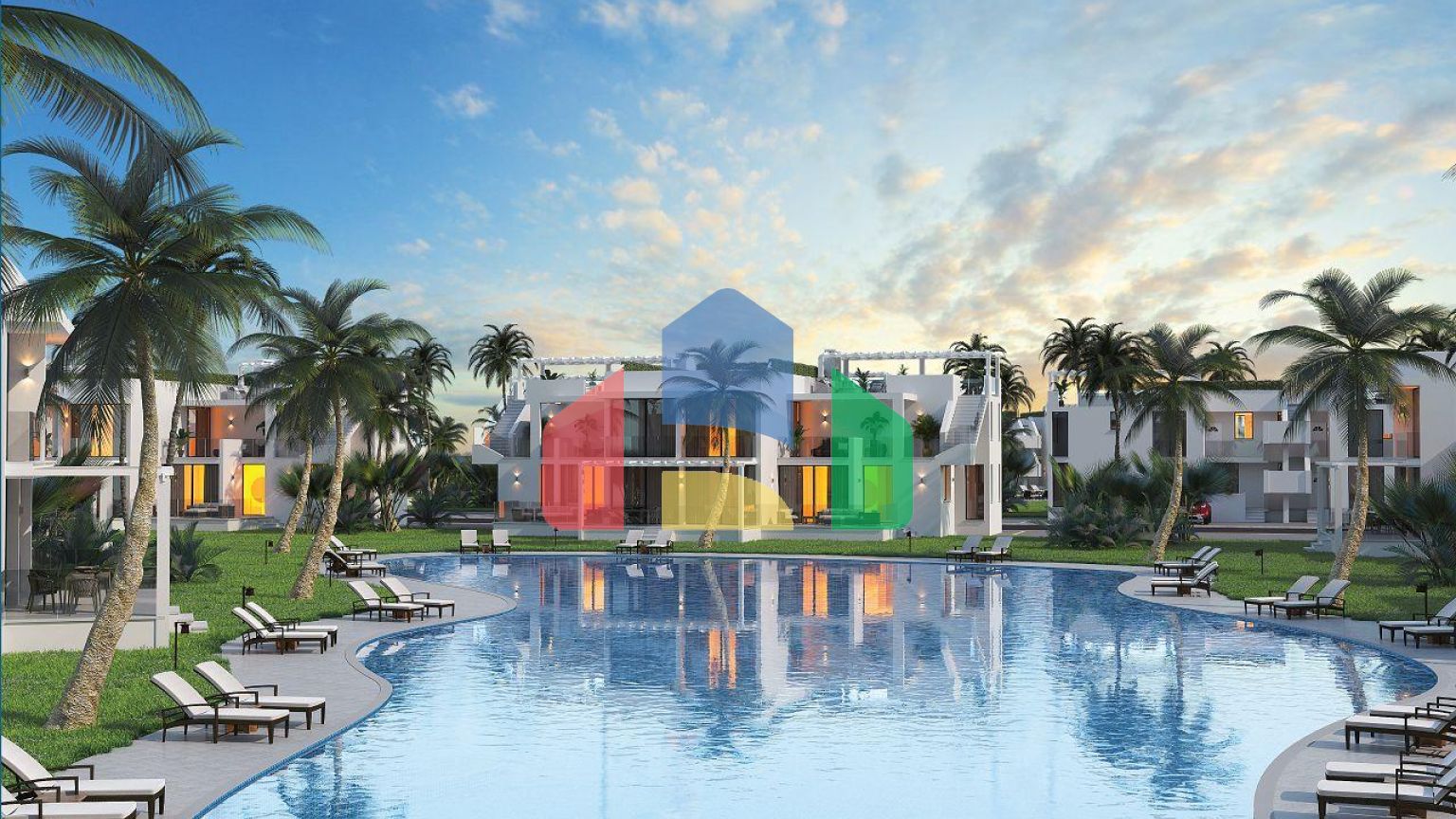 Трехкомнатная квартира 80 м2  с садом в новом роскошном комплексе рядом с морем