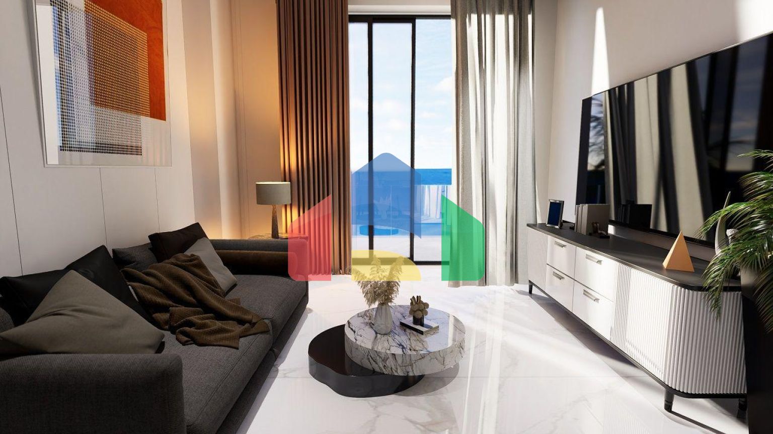 Квартира 1+1 (53 м2) с палисадником  в новом и  роскошном комплексе в Эсентепе