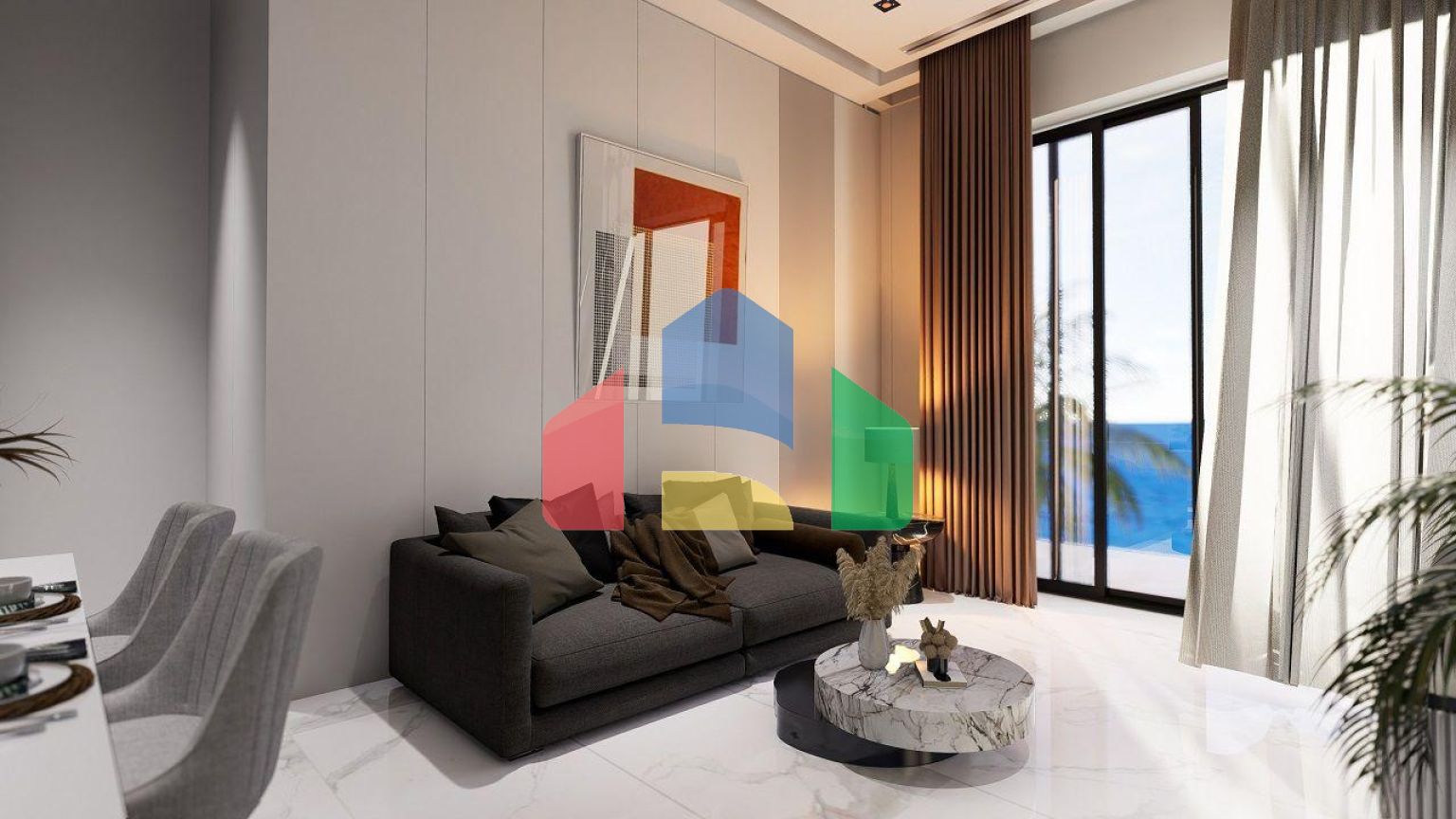 Квартира 1+1 (53 м2) с палисадником  в новом и  роскошном комплексе в Эсентепе