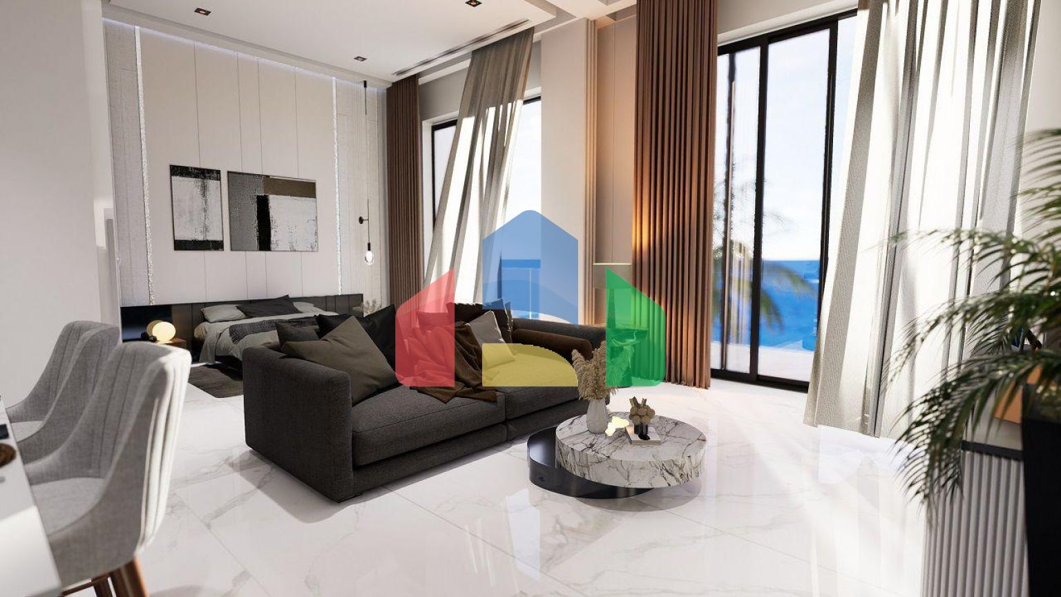 Квартира 1+1 (53 м2) с палисадником  в новом и  роскошном комплексе в Эсентепе