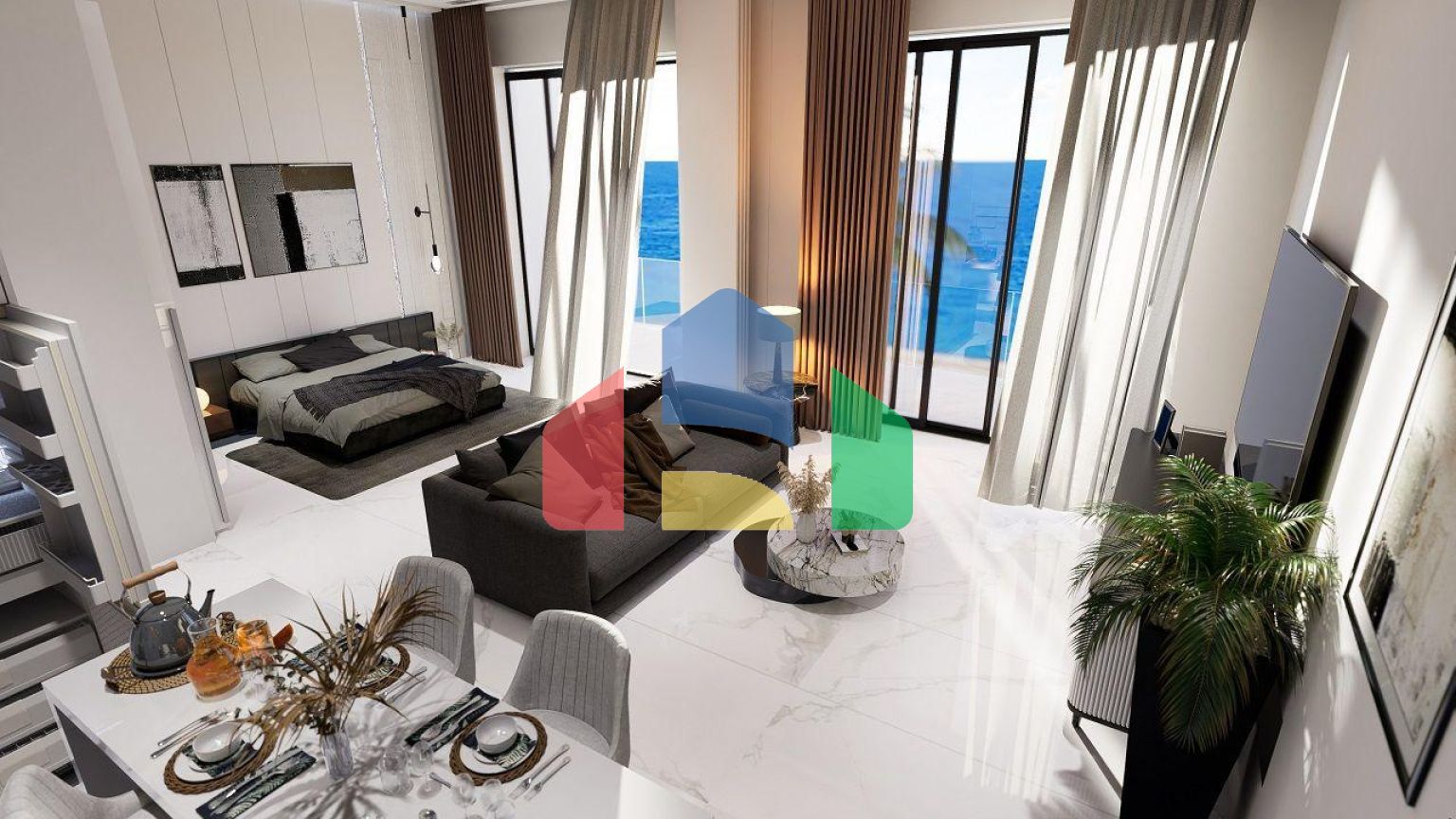 Квартира 1+1 (53 м2) с палисадником  в новом и  роскошном комплексе в Эсентепе