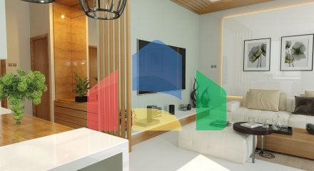 Three-room apartment of 89 m2 with a front garden in a new and luxurious complex in Esentepe