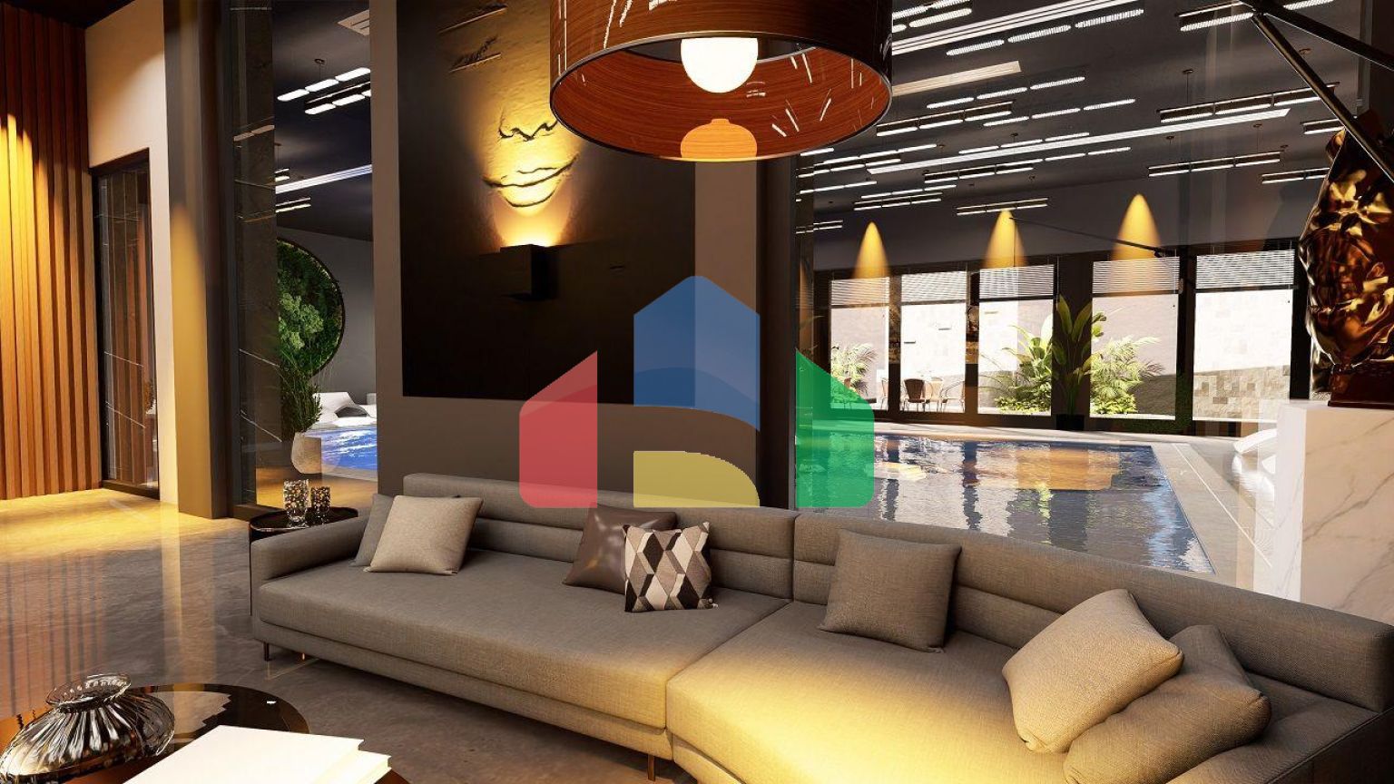 Трехкомнатная квартира 89 м2 с палисадником  в новом и  роскошном комплексе в Эсентепе