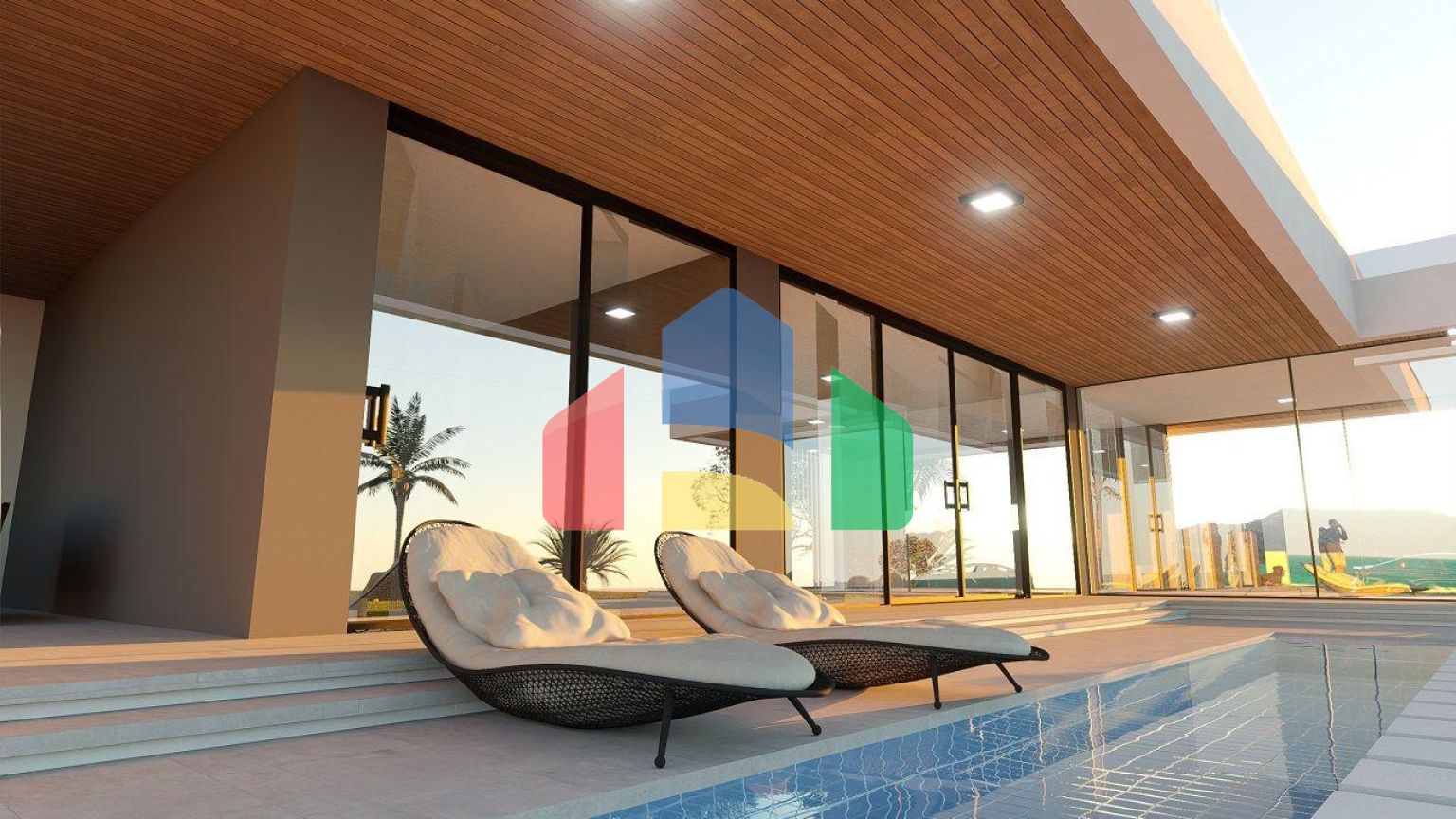 Вилла 4+1( 382  м2) с бассейном на берегу моря в Эсентепе