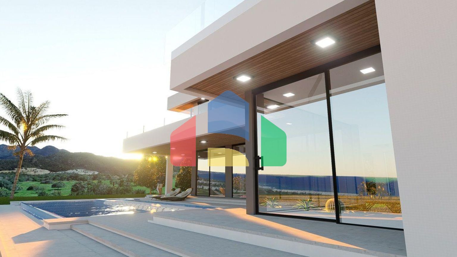 Вилла 4+1( 382  м2) с бассейном на берегу моря в Эсентепе