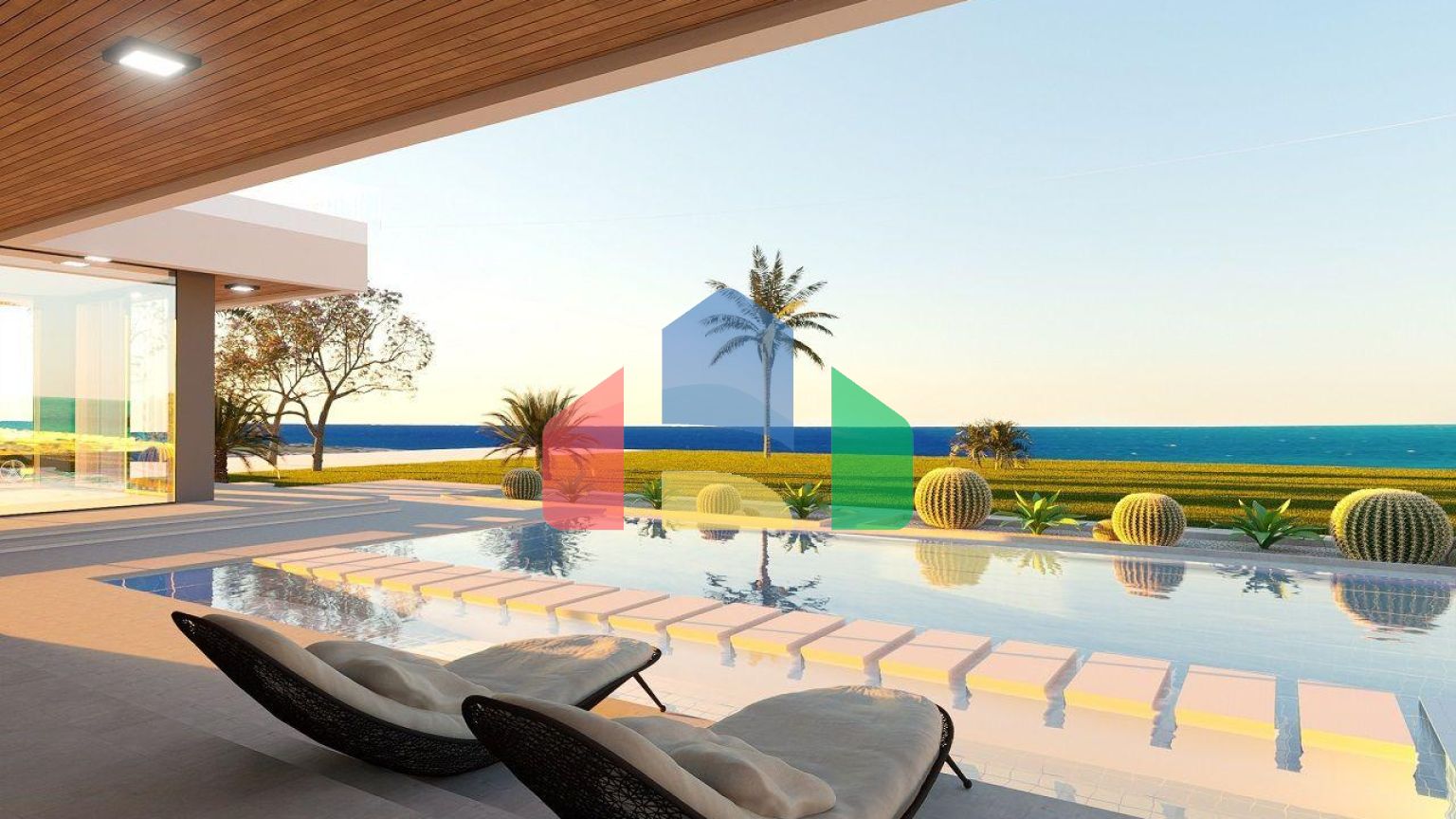 Вилла 4+1( 382  м2) с бассейном на берегу моря в Эсентепе