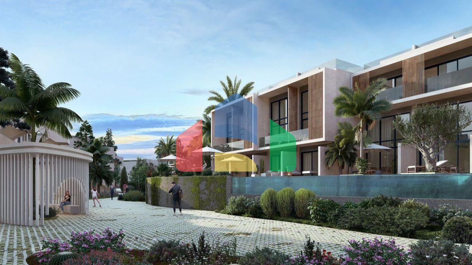 Студия 45 м2 с палисадником в новом и современном комплексе в Эсентепе