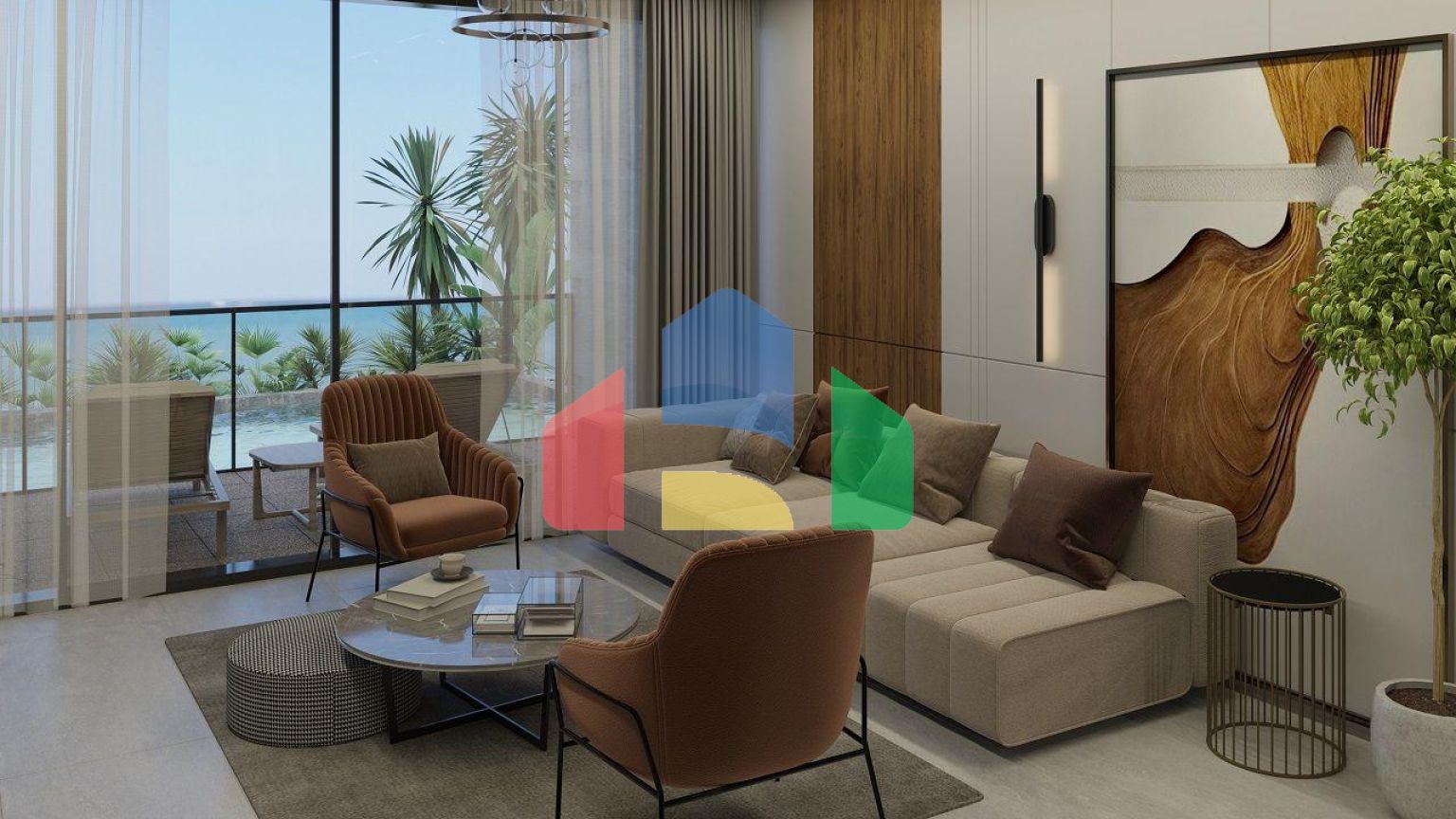 Студия 45 м2 с палисадником в новом и современном комплексе в Эсентепе