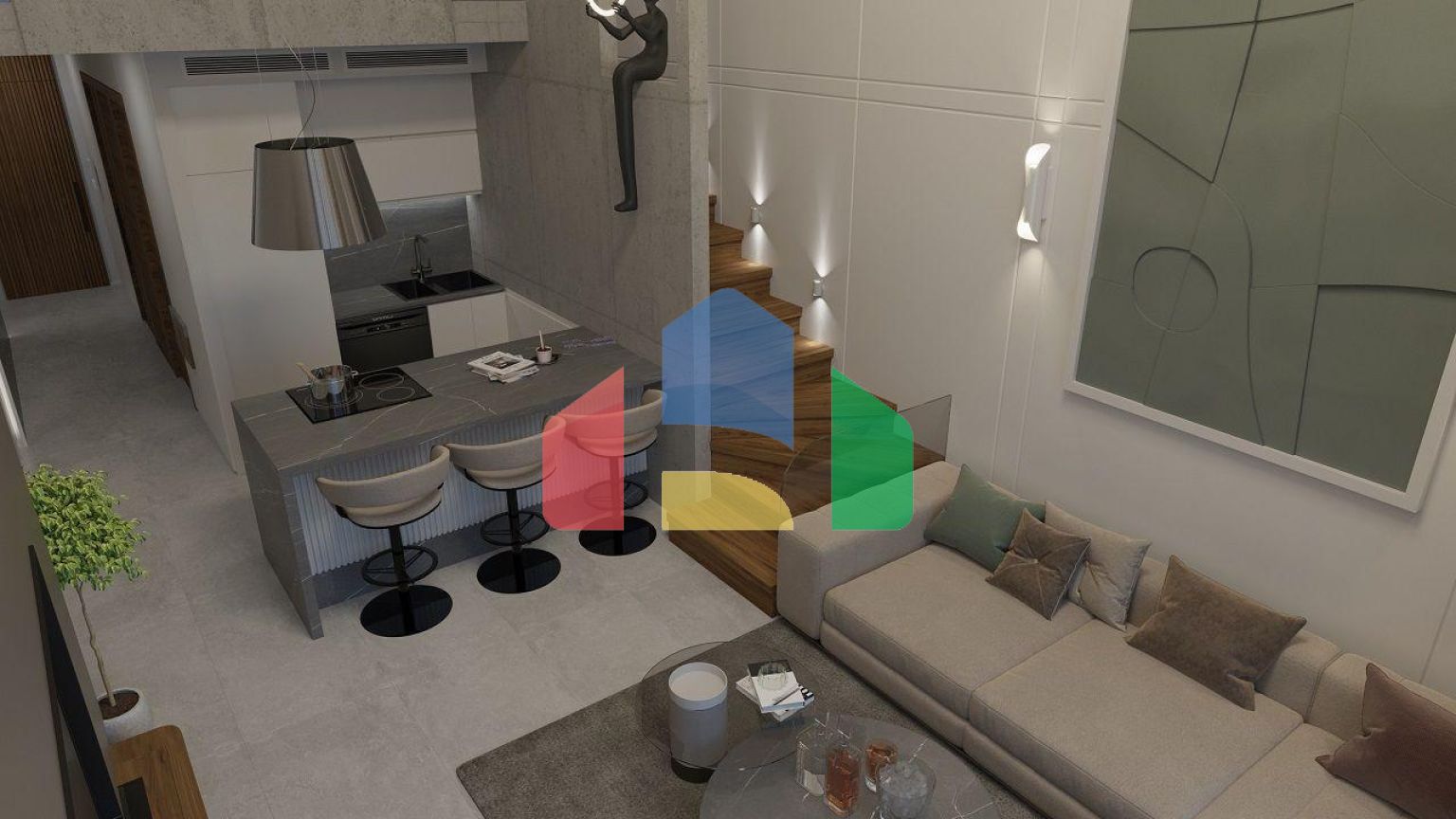 3-комнатная квартира Loft 92 м2 с  в новом  современном комплексе в Эсентепе