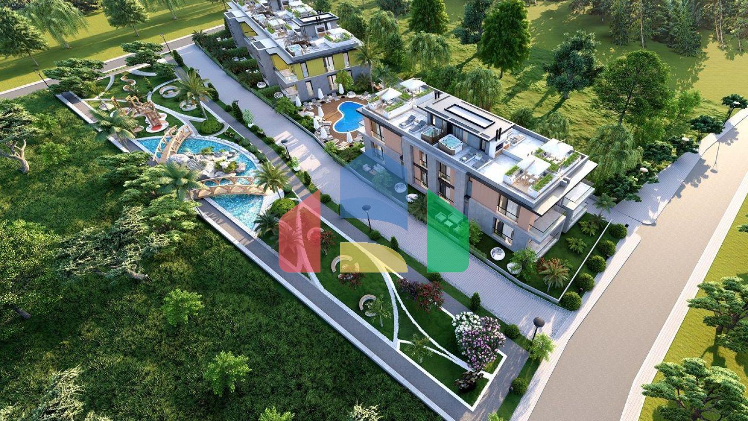 Квартира 2+1 (74 м2) с террасой на крыше в уютном комплексе в Алсанджаке