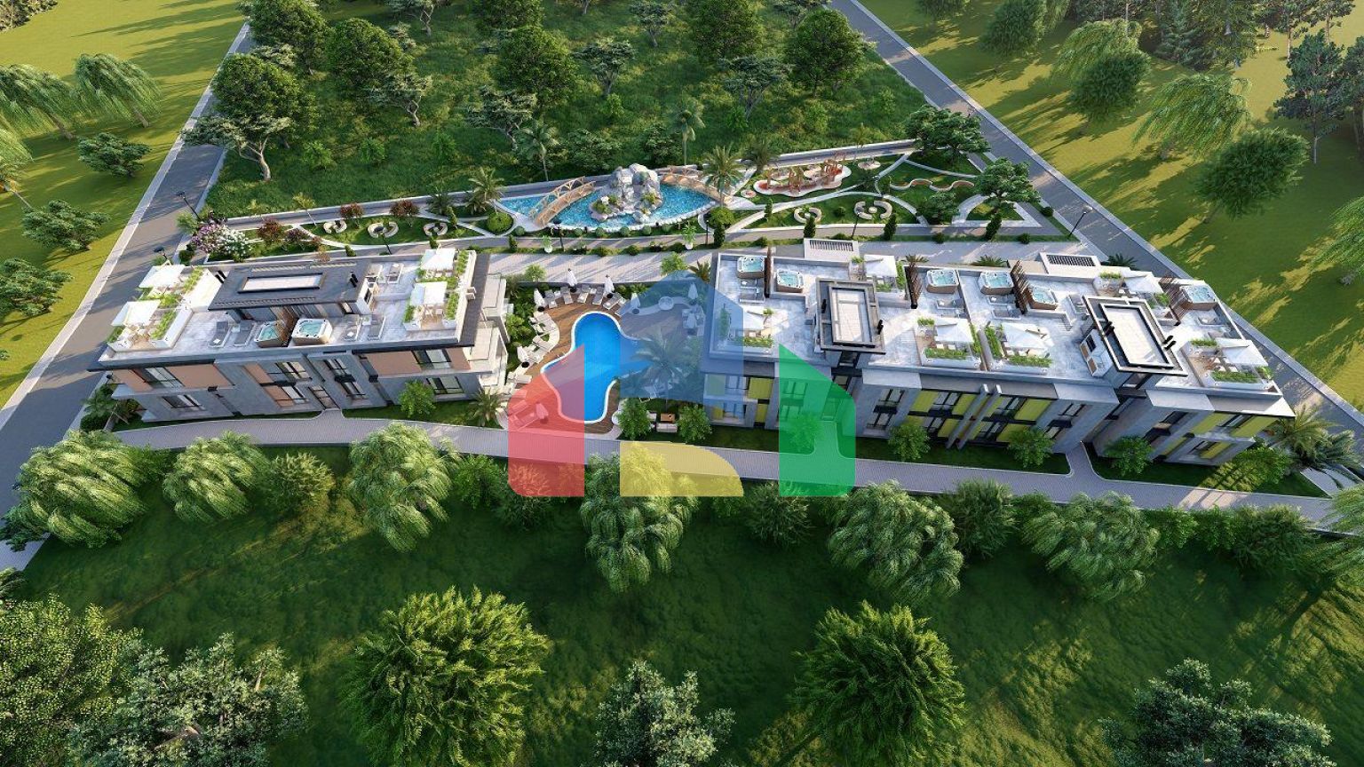 Квартира 2+1 (74 м2) с террасой на крыше в уютном комплексе в Алсанджаке