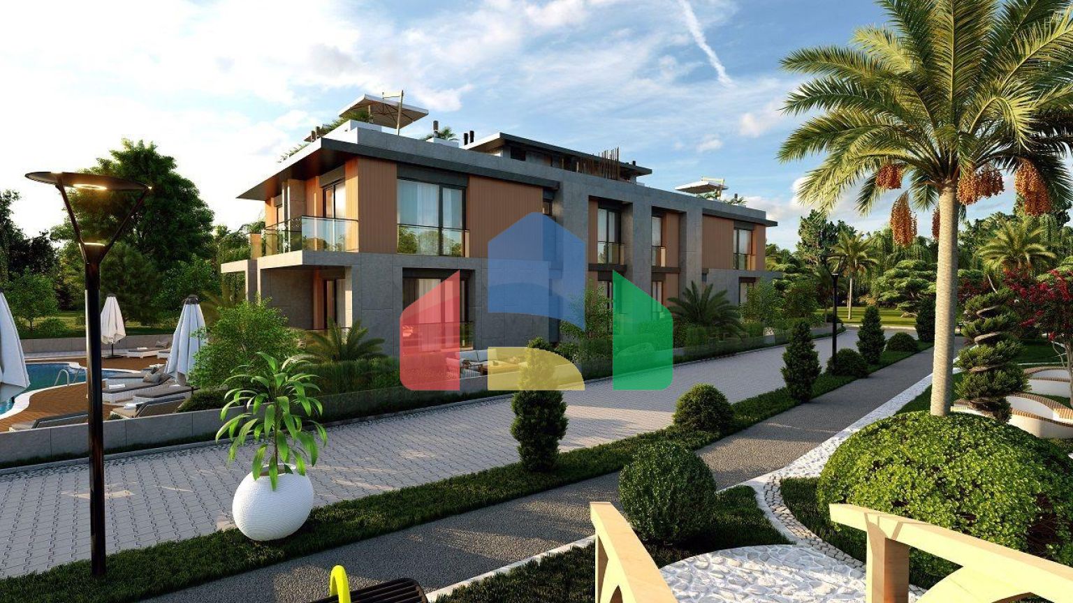 Квартира 2+1 (74 м2) с террасой на крыше в уютном комплексе в Алсанджаке