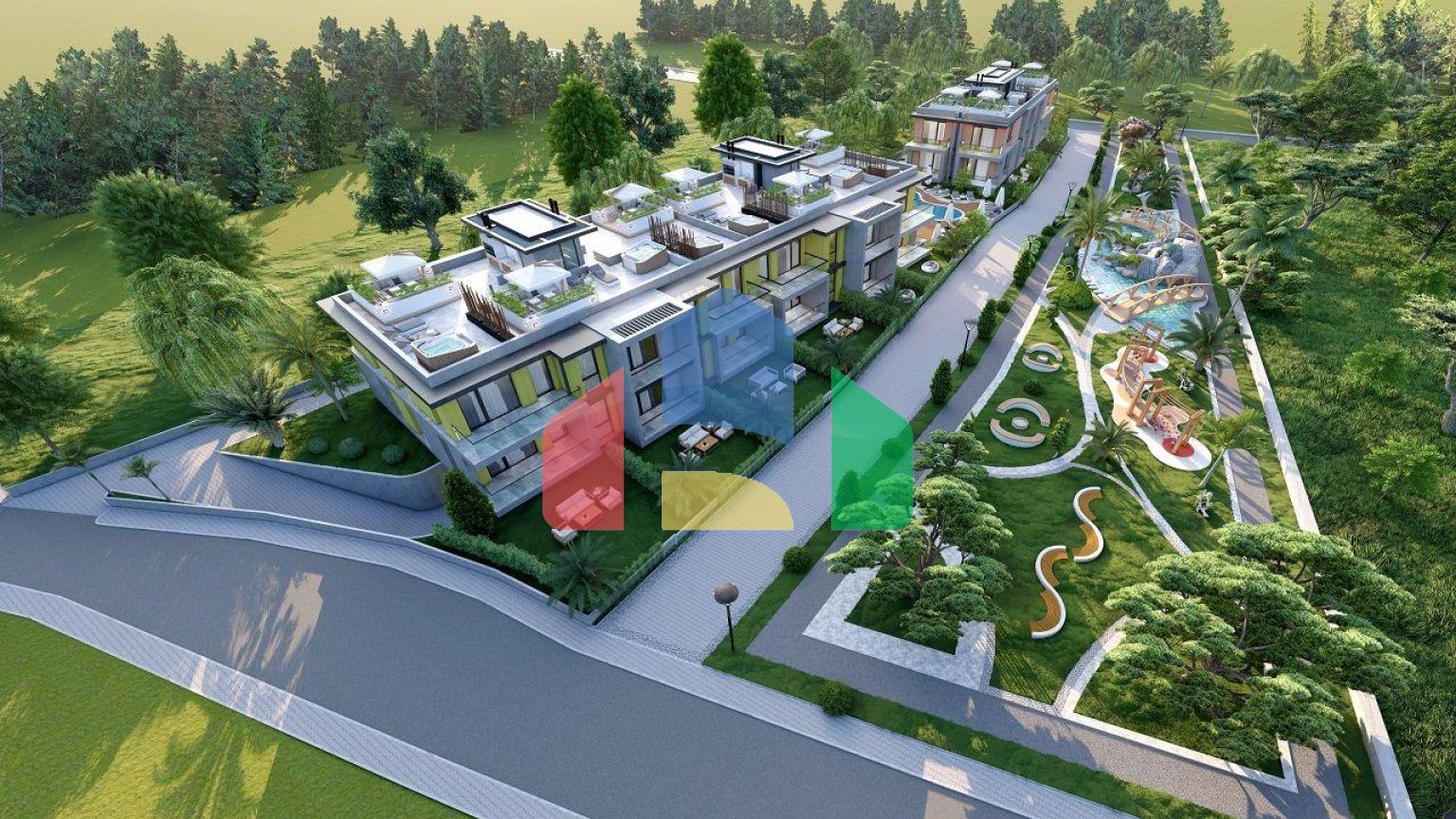 Квартира 2+1 (74 м2) с террасой на крыше в уютном комплексе в Алсанджаке