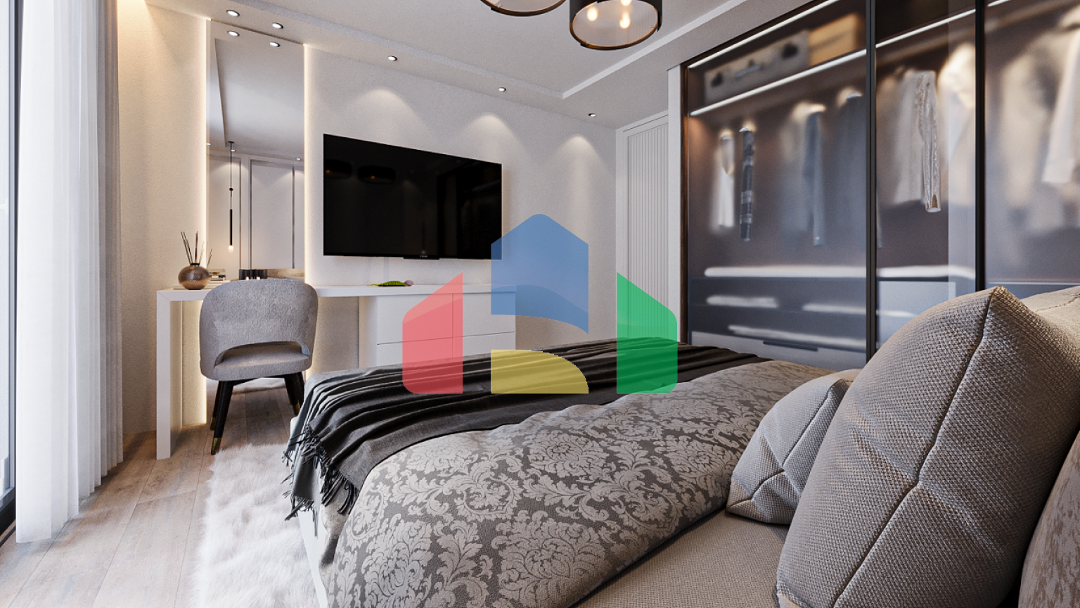 Квартира 2+1 Loft (138 м2 ) с большой террасой в красивом комплексе на берегу моря