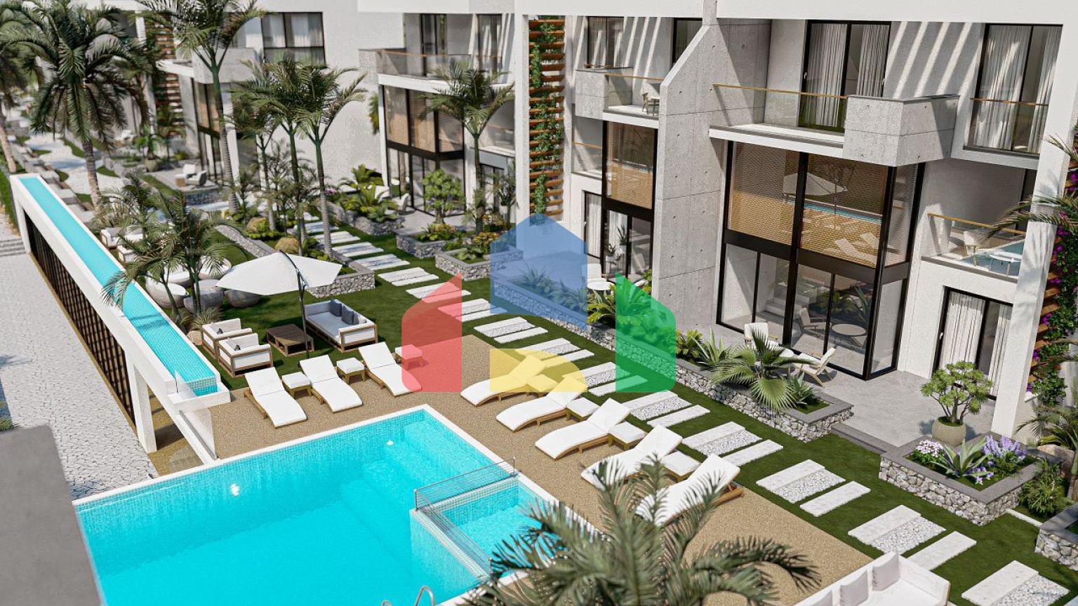 Квартира 2+1 Loft (138 м2 ) с большой террасой в красивом комплексе на берегу моря