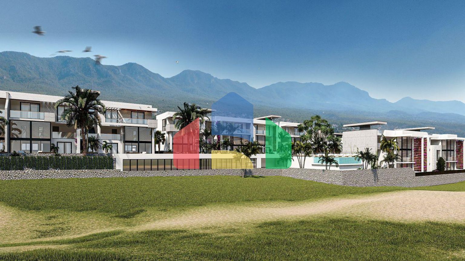 Квартира 2+1 Loft (138 м2 ) с большой террасой в красивом комплексе на берегу моря