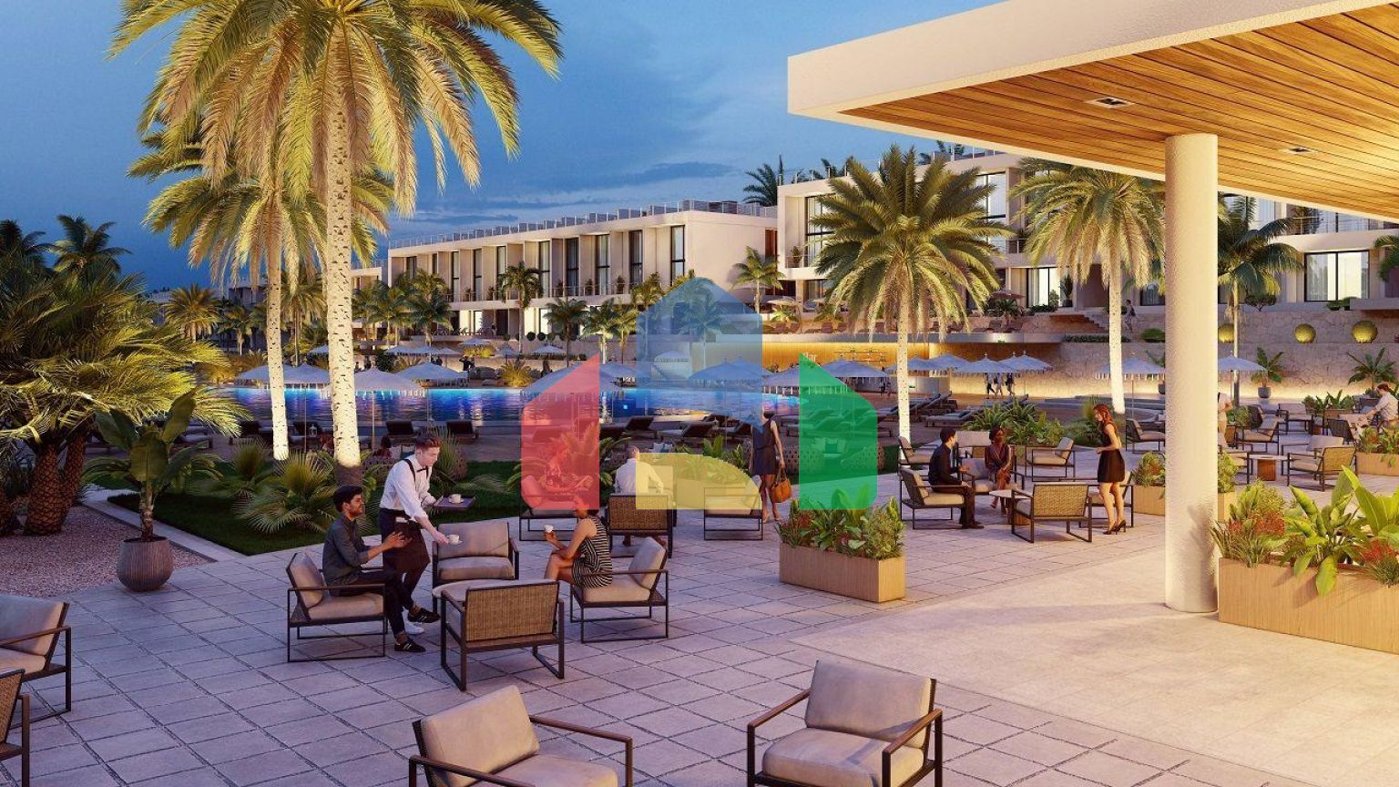 Студия 38 м2 с собственным садом в  красивом комплексе в Эсентепе