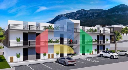 Studio 60 m2 with a private garden of 10 m2 in a new complex with sea and mountain views