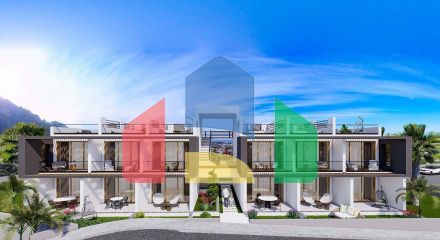 Studio 60 m2 with a private garden of 10 m2 in a new complex with sea and mountain views