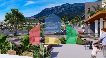 Studio 60 m2 with a private garden of 10 m2 in a new complex with sea and mountain views