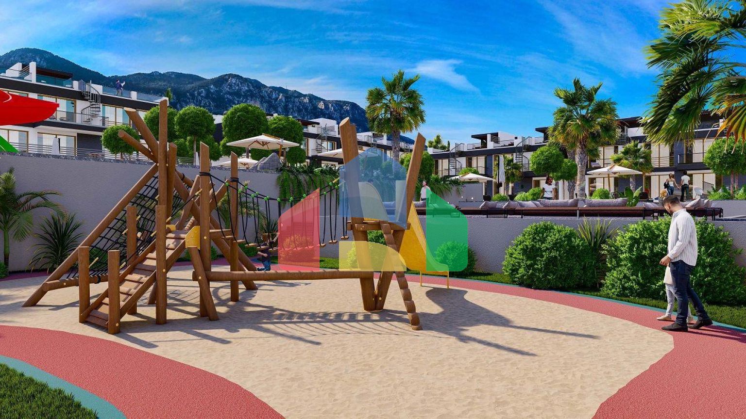 Квартира 1+1(70 м2) с собственным садом 9 м2 в новом комплексе с видом на море и горы 