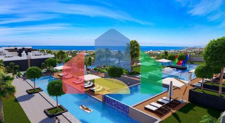 Квартира 1+1(70 м2) с собственным садом 9 м2 в новом комплексе с видом на море и горы Квартира 1+1(70 м2) с собственным садом 9 м2 в новом комплексе с видом на море и горы