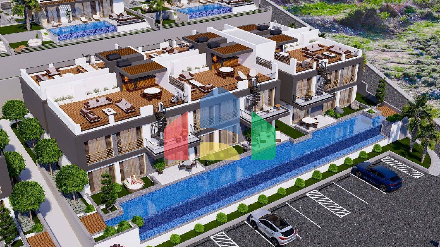 Квартира 2+1 (93 м2) с собственным садом 15 м2 в новом комплексе в Лапте