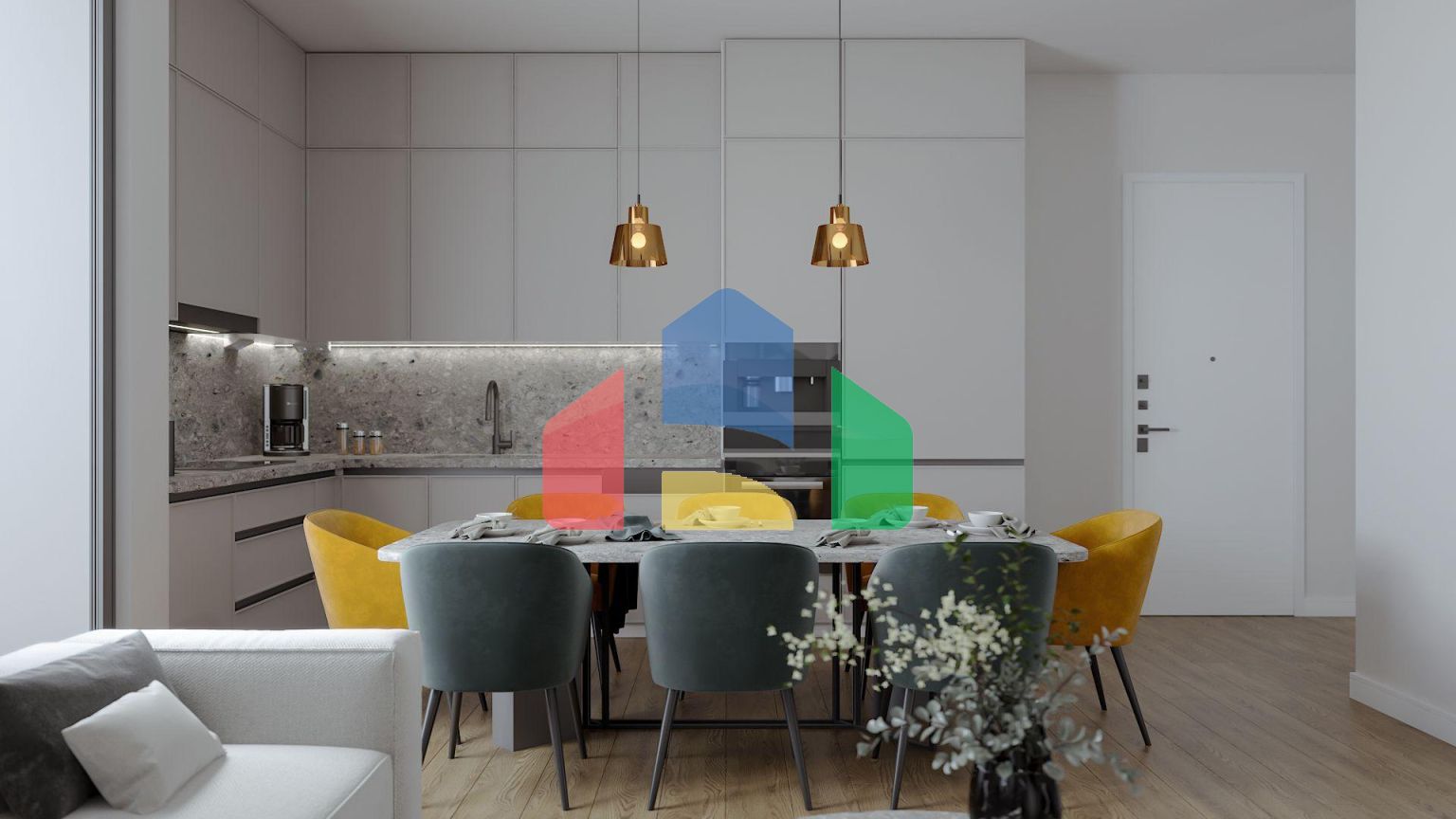 Квартира 2+1Penthouse 80 м2 с двумя террасами в Каршияке