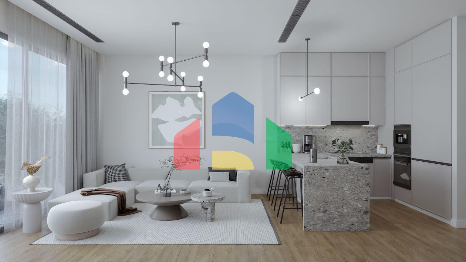 Квартира 2+1Penthouse 80 м2 с двумя террасами в Каршияке