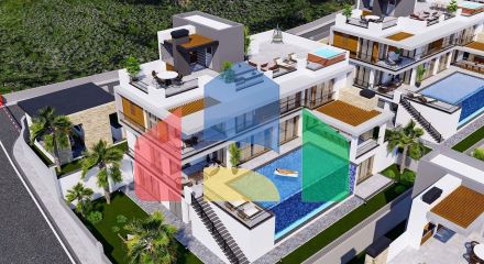 Роскошная вилла 6+2 (507 м2) с бассейном в новом комплексе в Лапте