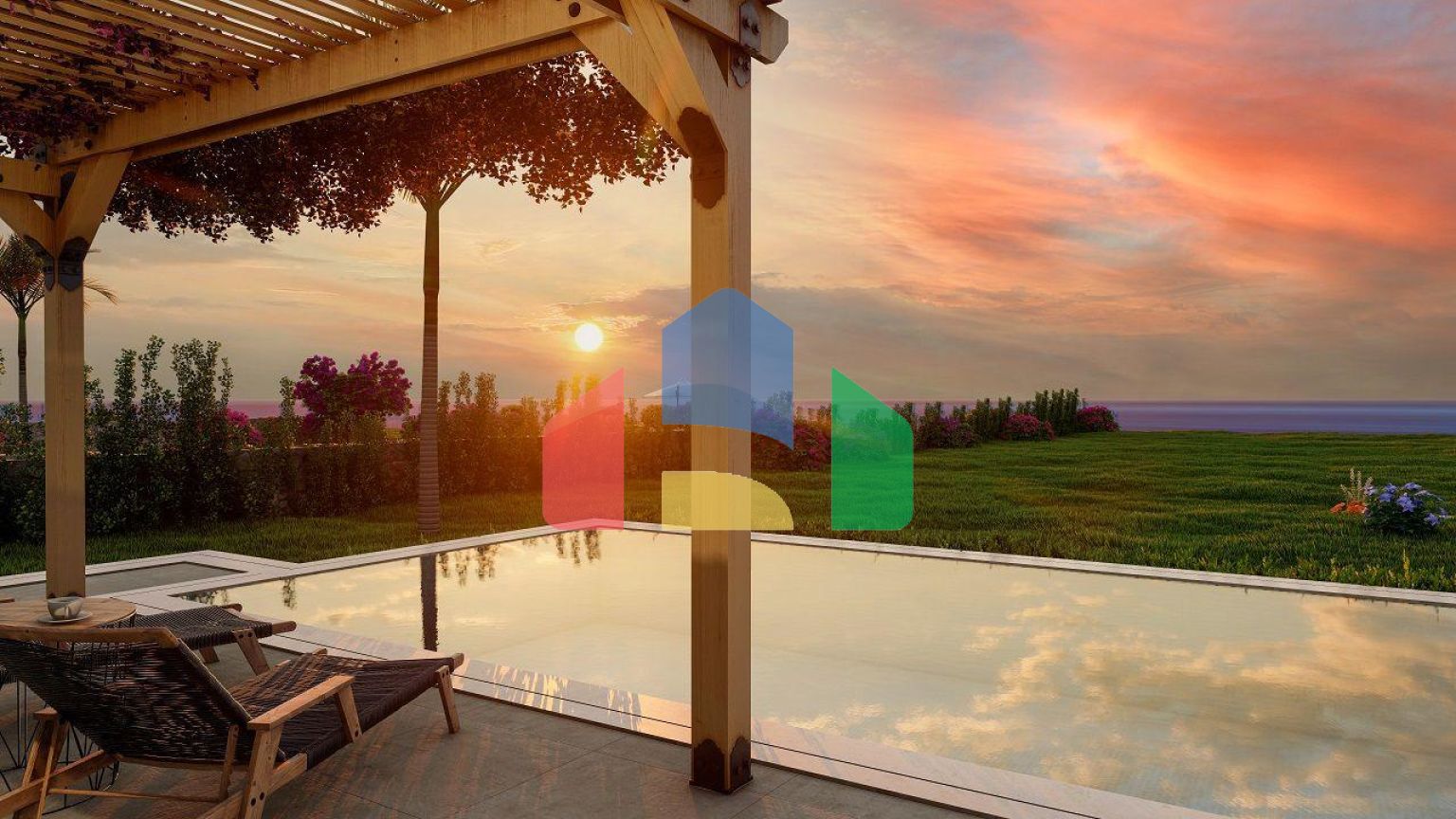 Студия 37 м2 с террасой 12  м2 в новом комплексе в Эсентепе