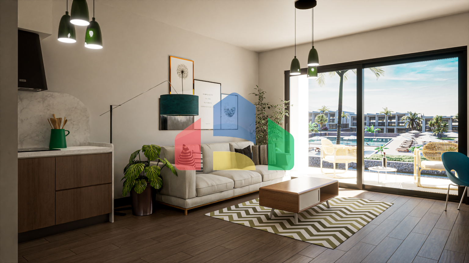 Студия 37 м2 с террасой 12  м2 в новом комплексе в Эсентепе