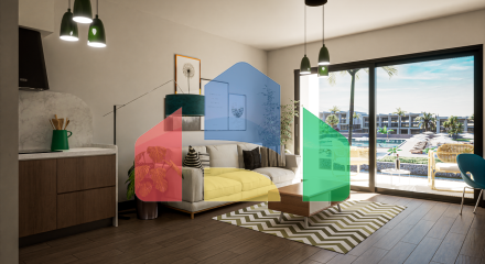 Студия 37 м2 с террасой 12  м2 в новом комплексе в Эсентепе