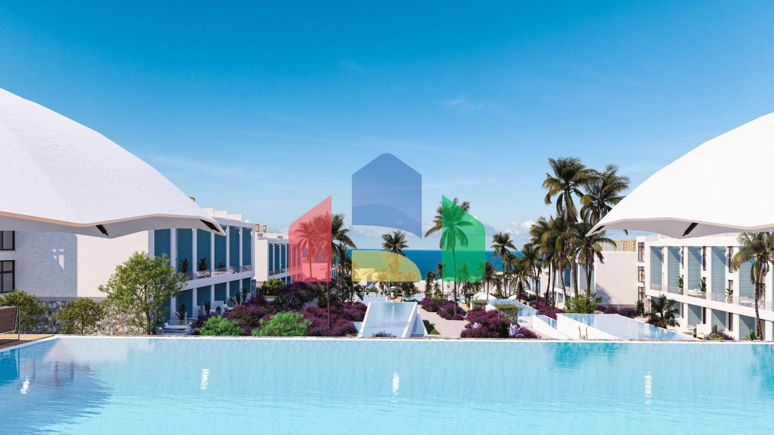 Студия 43 м2 в большом комплексе у моря