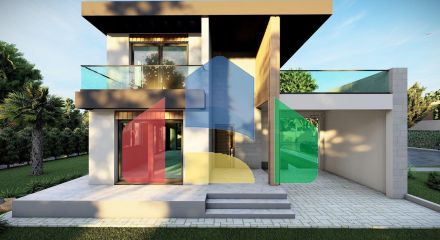 Villa 4 + 1 (250 m2) with a plot of land in a new complex in Lapta