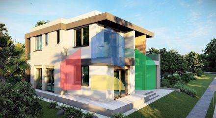 Villa 4 + 1 (250 m2) with a plot of land in a new complex in Lapta