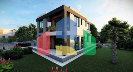 Villa 4 + 1 (250 m2) with a plot of land in a new complex in Lapta