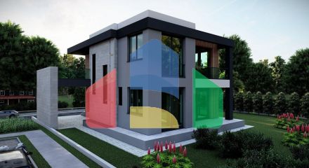 Villa 4 + 1 (250 m2) with a plot of land in a new complex in Lapta