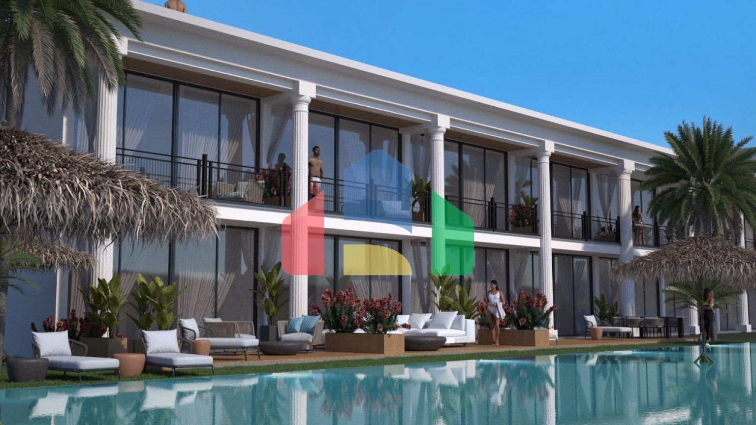 Вилла 3+1 ( 113м2) с террасой  в новом комплексе у моря