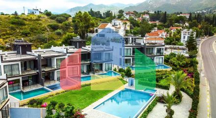 Three-room apartment 120 m2 with a large roof terrace in Bellapais