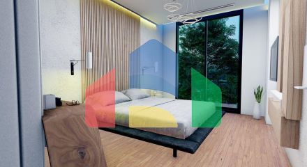 Bungalow 3 + 1 (130 m2) with a swimming pool in a new complex in Esentepe