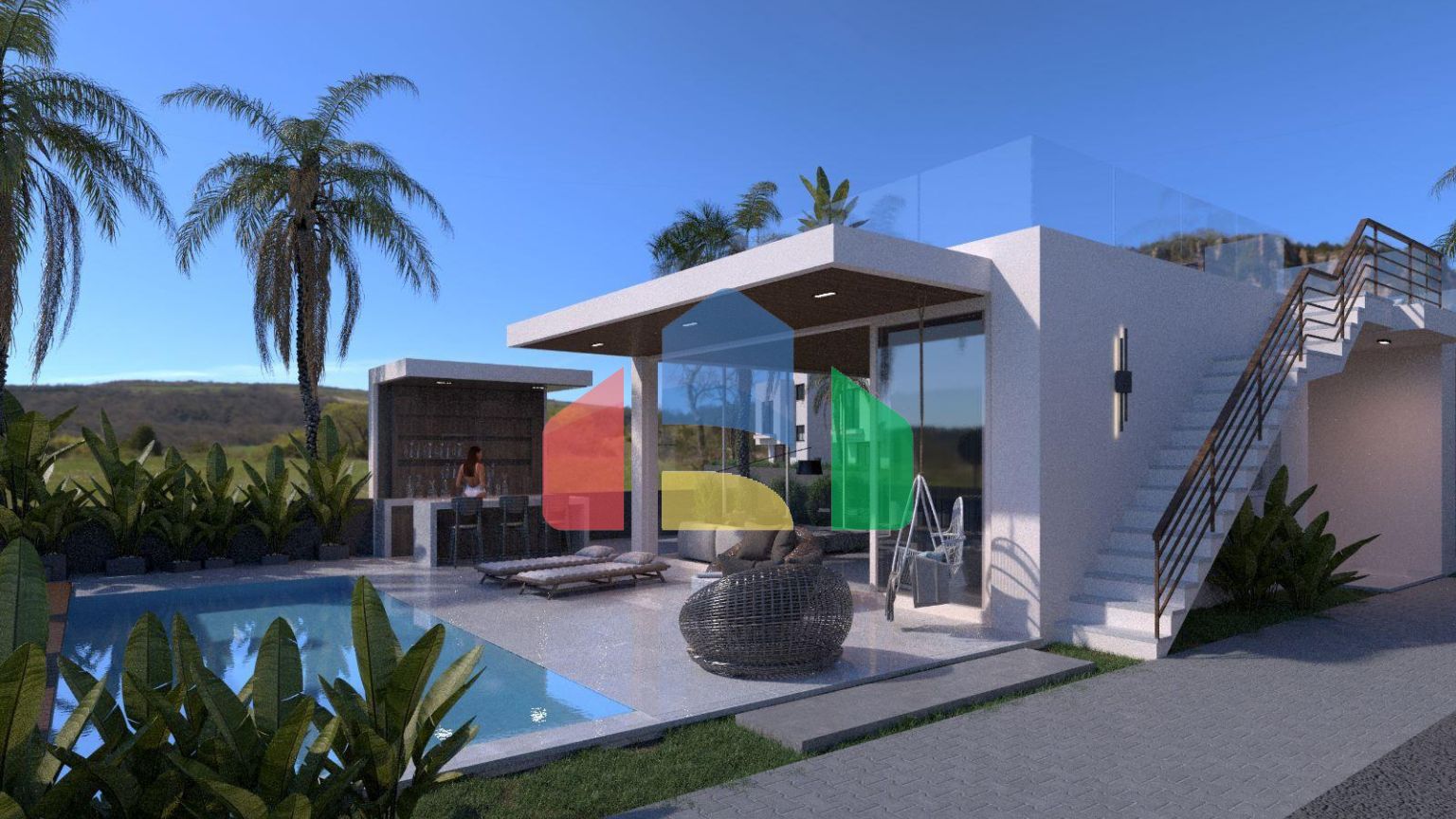 Бунгало 3+1 (130 м2 ) с бассейном в новом комплексе в Эсентепе