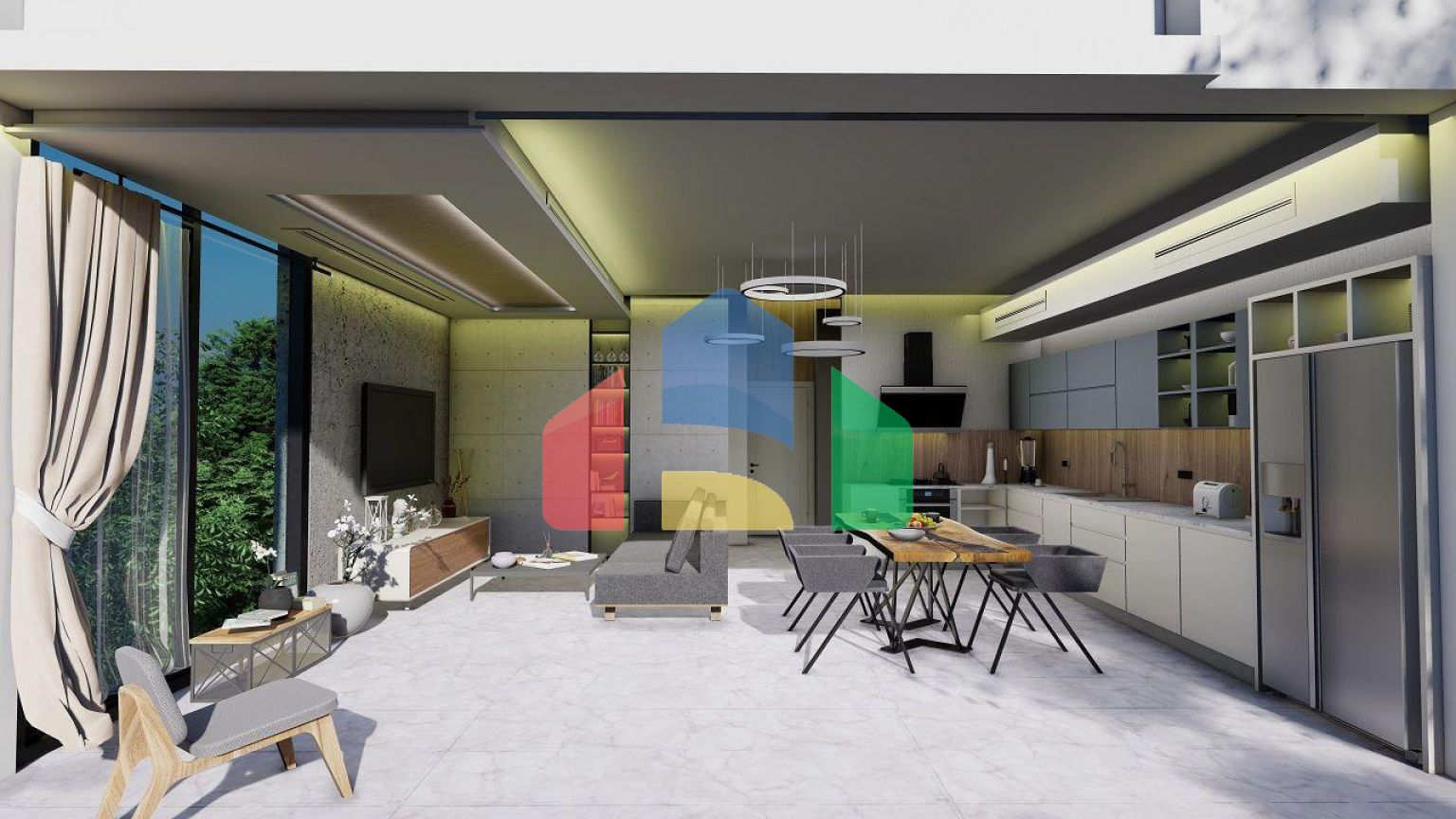 Бунгало 3+1 (130 м2 ) с бассейном в новом комплексе в Эсентепе