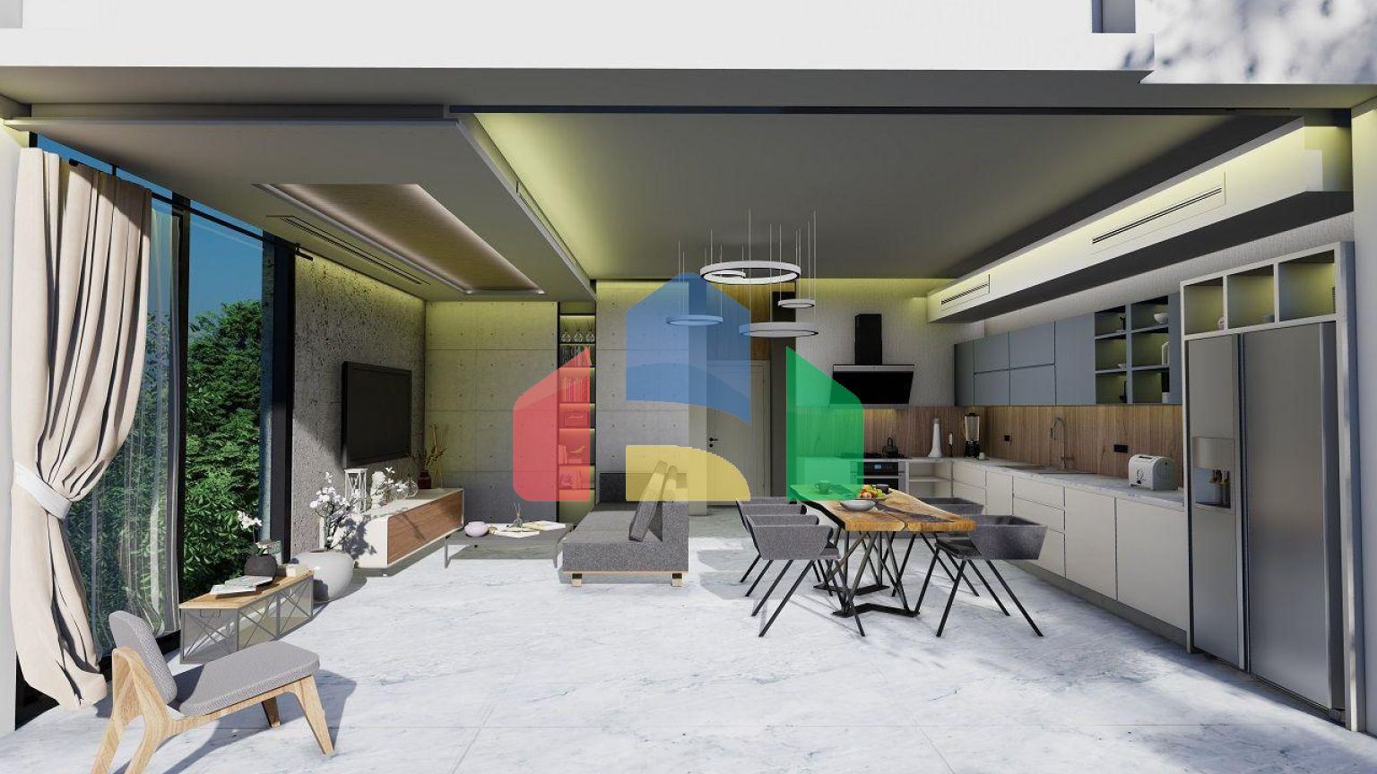 Бунгало 3+1 (130 м2 ) с бассейном в новом комплексе в Эсентепе