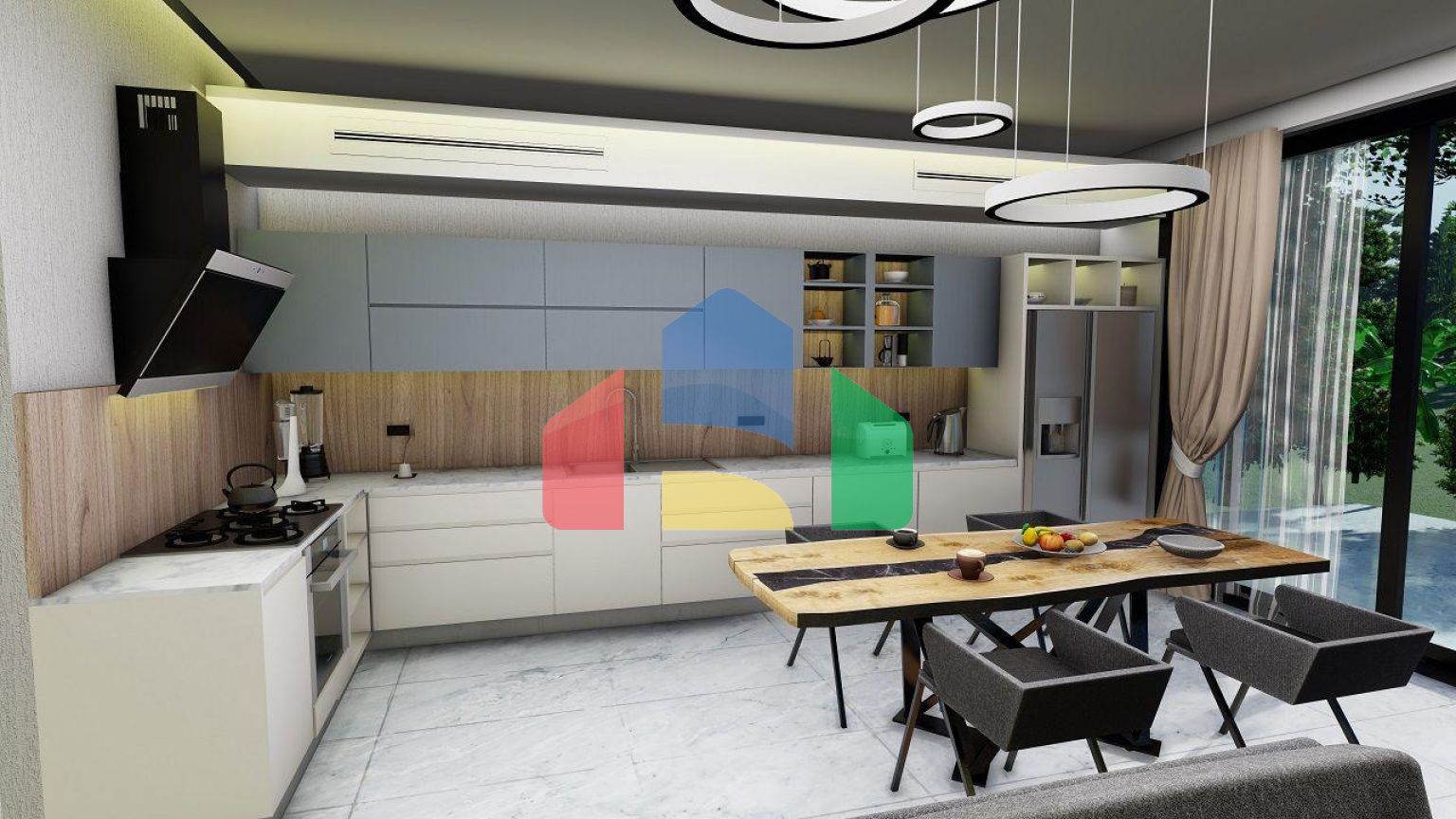 Бунгало 3+1 (130 м2 ) с бассейном в новом комплексе в Эсентепе