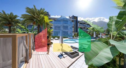Three-room apartment 110 m2 with a garden in a new complex in Lapta