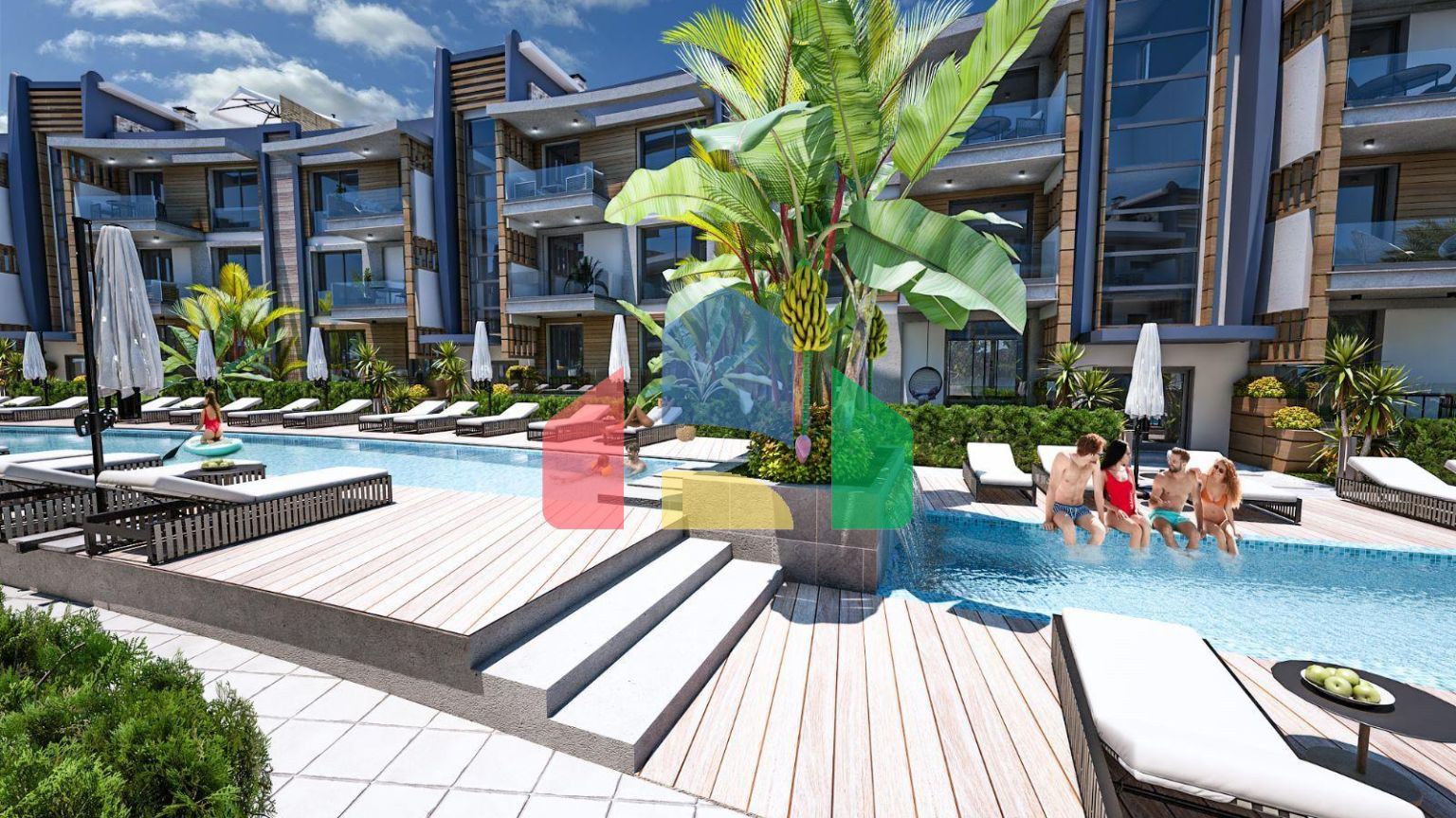 Трехкомнатная квартира 110 м2 с садом в новом комплексе в Лапте