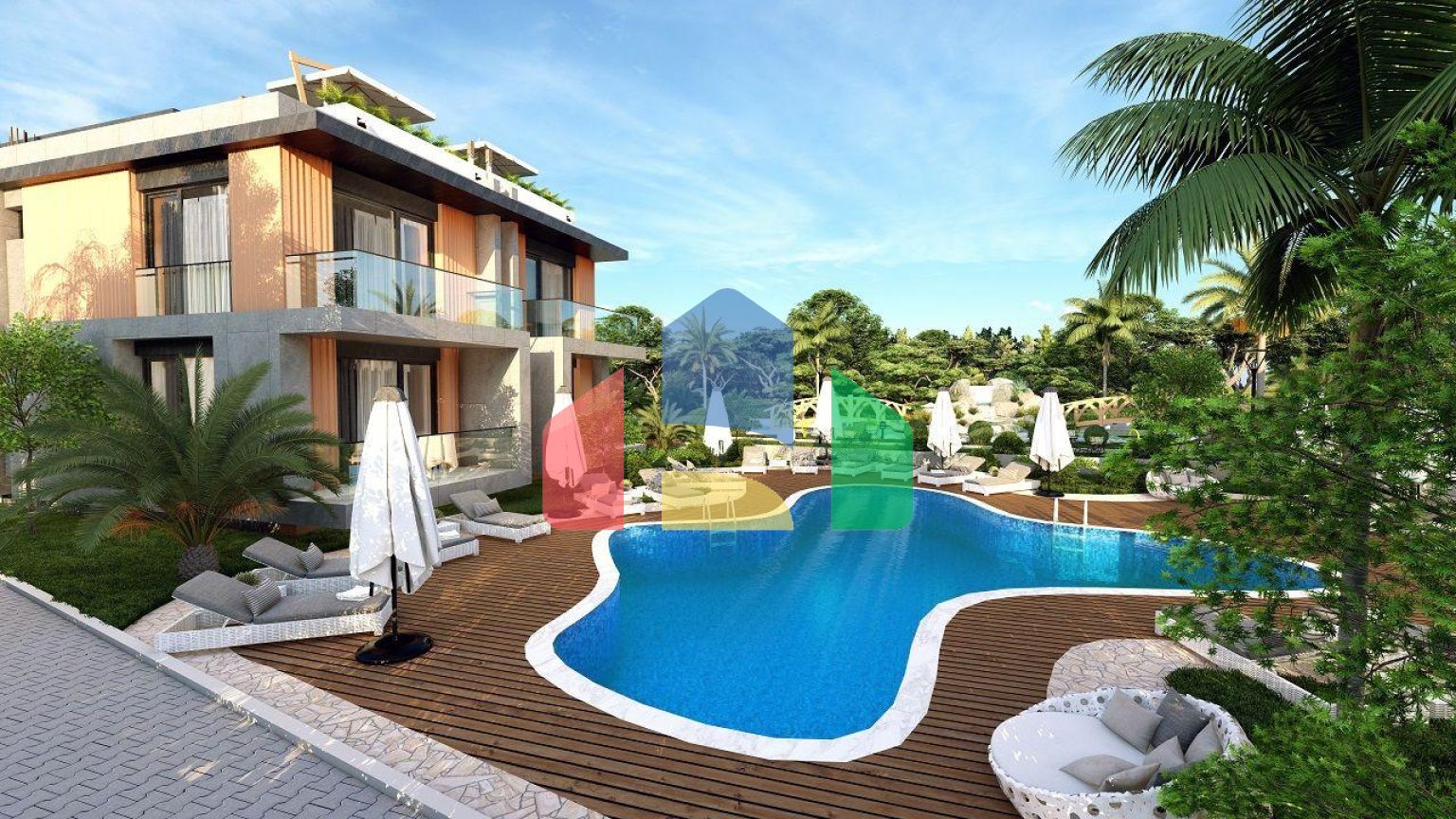 2-комнатные апартаменты 49 м2 с террасой на крыше в уютном комплексе в Алсанджаке